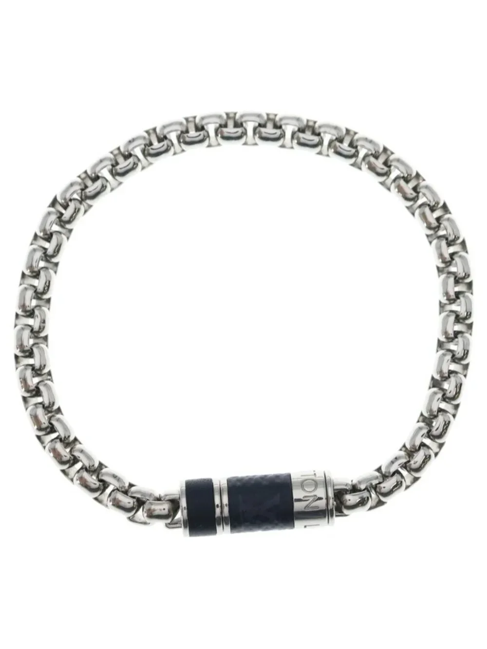 Louis Vuitton Monogram Eclipse Chain Bracelet Silver Black